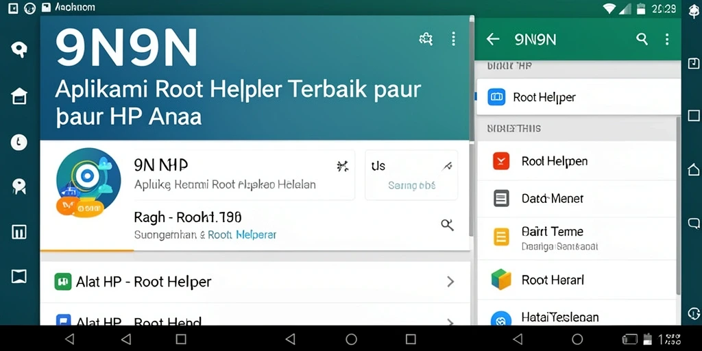 Tampilan antarmuka aplikasi 9N9N sebagai Root Helper yang intuitif.