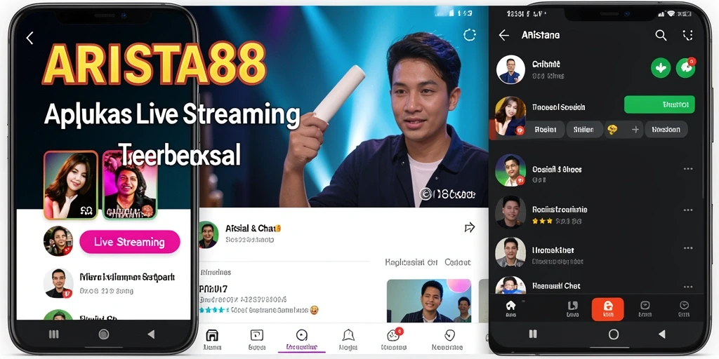 Tampilan antarmuka ARISTA88 dengan fungsi live streaming yang interaktif.