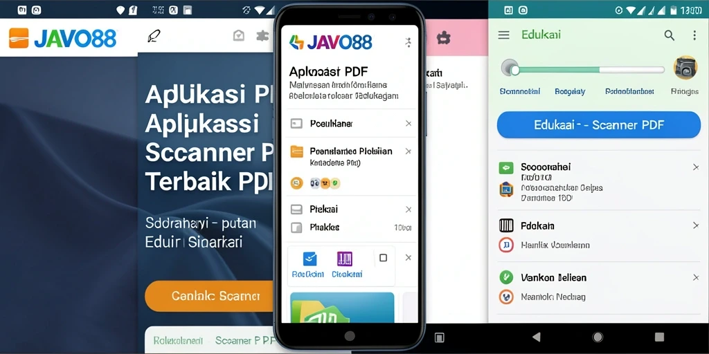 Antarmuka aplikasi JAVO88 dengan fitur pemindaian PDF yang mudah digunakan.