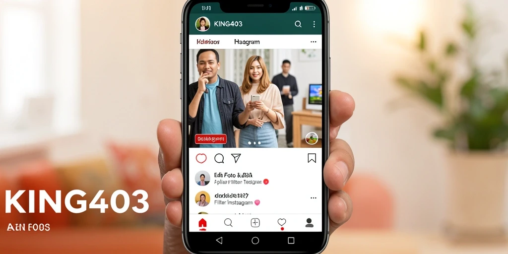 Antarmuka KING403 yang menarik dengan berbagai pilihan filter Instagram.