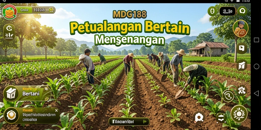 Tampilan antarmuka MDG188 dengan aktivitas bertani yang menarik.