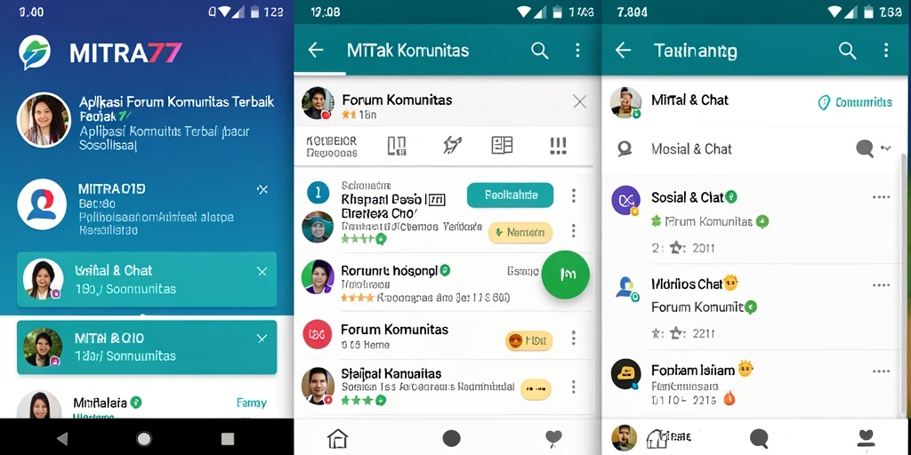 Screenshot utama MITRA77 menampilkan antarmuka forum komunitas yang interaktif.
