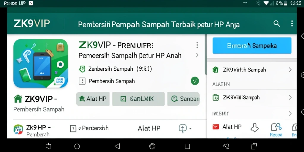 Tampilan antarmuka aplikasi ZK9VIP sebagai Pembersih Sampah.
